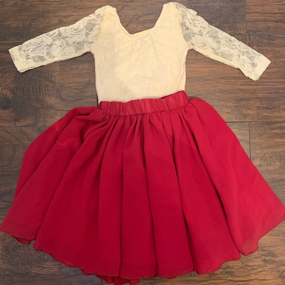 Baileys Blossoms Lace cream leotard and wine maxi skirt